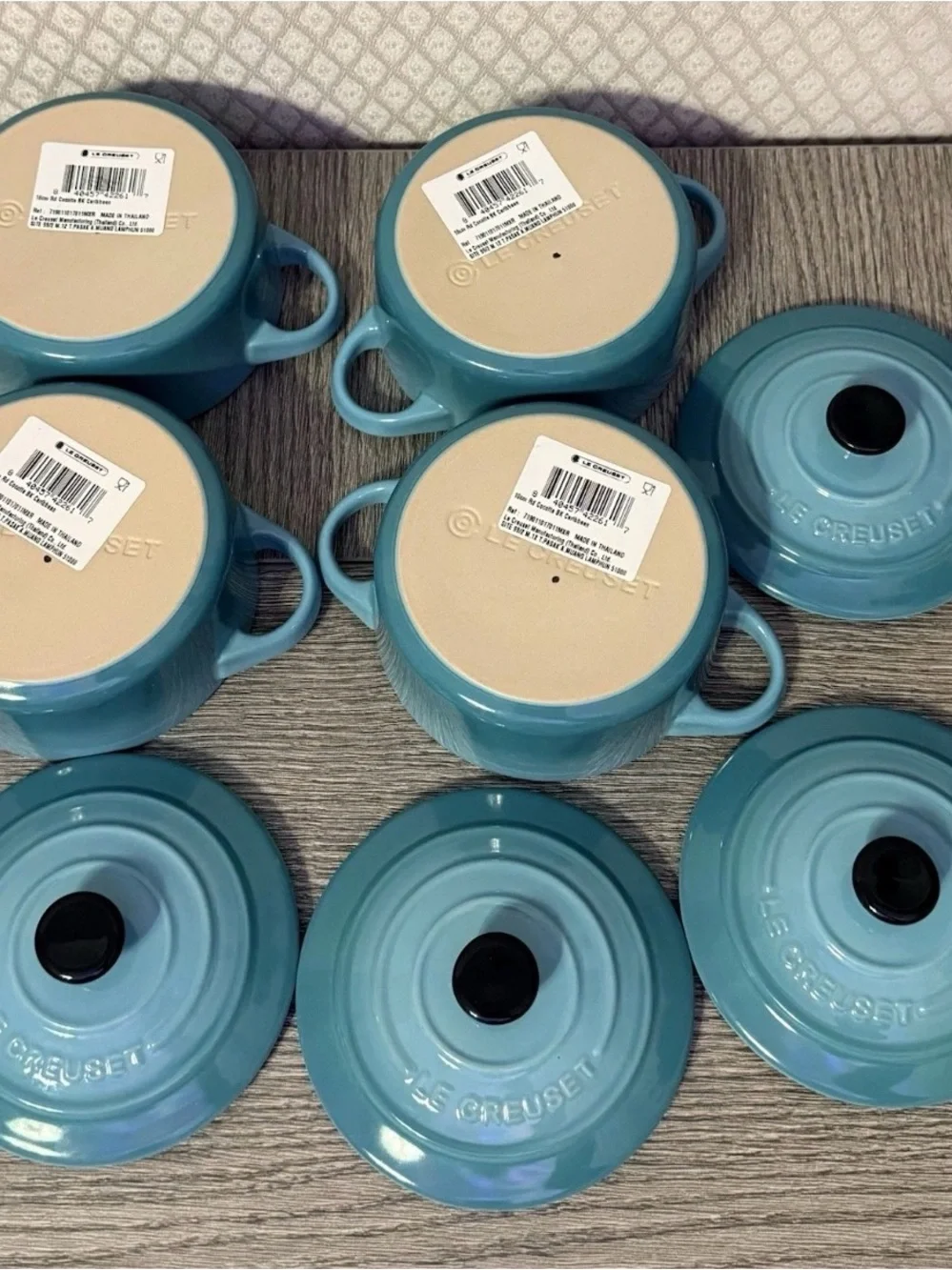 Lot of 4 Le Creuset Mini Rd Caribbean Julienne France Cocotte 4” 10cm oven dish